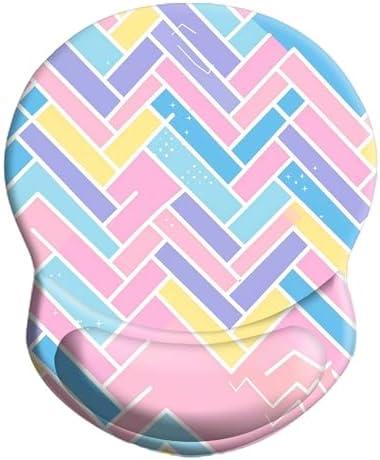 Wrist Support Mouse Pad Non Slip Rubber Wrist Rest Mousepad 8.75in X7.5in Small Desktop Notebook Mouse Mat for Working and Gaming (Geometry CC Wrist)