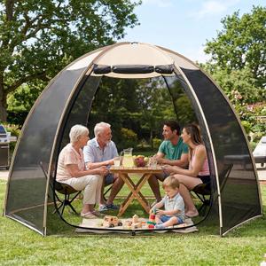 Alvantor Pop Up Screen House Tent, Snap-fit Mesh Screen Gazebo with Peaked Roof, Portable Screen Room Canopy Shelter with Sandbags for Camping, Backyard, Picnic, 7'x4'x6.5'h-snap-fit