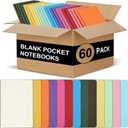 ZCZN 60 Pack Mini Pocket Notebooks Bulk, 3.5 X 5.5 Inches Mini Journals, 30 Sheets/60 Pages, Colorful Cover Notepads for Writing, Planing, Work, Memo (60, Plain)