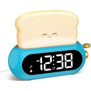 Kids Alarm Clocks for Bedroom, Cute Digital Clock with Night Light, 10 Ringtones, 10 Volumes, Nap Timer, Brightness Dimmer, Snooze, Bedside Alarm Clocks for Boys Teens Birthday Gift, Plug-in Use