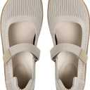 Women's Barefoot Mary Jane Flats - Wide Toe Box & Round Toe Knit Ballet Flat Shoes, Comfortable Dressy Casual Office Shoes (Beige, M)