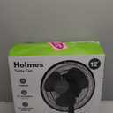Holmes 12 Inch Oscillating Table Fan 3 Speeds 75 Degree Wide Angle Oscillation Adjustable 15 Degree Tilt Quiet Operation Home Office Bedroom Kitchen Black