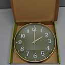 HZDHCLH Wall Clocks Battery Operated,Wall Clock Green Gold,10 inch Wall Clock Silent Non Ticking Modern 3D Numbers for Kitchen Bedroom Living Room Office Classroom Decor