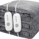 Comfortable and Warm Blanket, Slightly Long Plush Electric Blanket, Suitable for 84"x90"Families(01-Light Grey)