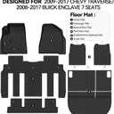 Floor Mats for 2009-2017 Chevy Traverse 7 Seats/Captain Seat | /2008-2017 Buick Enclave Trunk Mat and 2nd/3rd Backrest Mat All Weather TPE Protector Interior Accessories Floor Liners