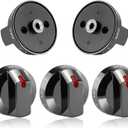 DG64-00473B Top Burner Control Dial Knob Compatible for Sam-Sung Stove Knobs Replacements/Sam-Sung Oven Knobs Replacements/Electric Stove Knobs Replacements(5packs Metal) (Black)