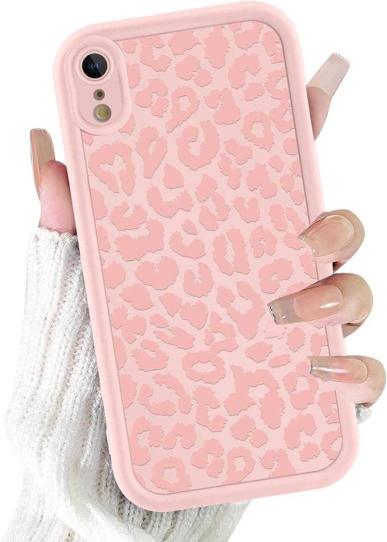 Cute Cheetah Print Phone Case for iPhone XR Case 6.1", Aesthetic Luxury Pink Leopard Pattern Design Cover Shockproof Soft Slim TPU Full Camera Lens Protective Funda for Women Girls