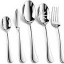Nice Kitchen Silverware Set, Heavy Duty Stainless Steel Cutlery Set with Wide Handles, Mirror Polished Utensils Spoons and Forks Set for Kitchen, Dishwasher Safe, 5 Piece