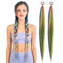30 Inch Tinsel Hair Extensions for Women & Girls - Synthetic Straight Hair with Glitter (2 Pack) | Kids Party, Festival, DIY Wacky Hair Accessories Red/Yellow/Green/Blue/Purple