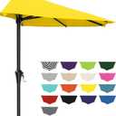 AreShark 9FT Half Patio Umbrella, Outdoor Wall Umbrella with Crank & 5 Sturdy Ribs, Table 1/2 Umbrella Patio for Garden, Deck, Balcony and Pool, Yellow