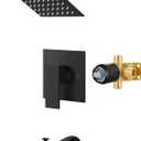Airuida Shower Faucet Set with Tub Spout Bathtub Faucet Kit Shower Tub Faucet Set Complete Tub Shower Trim Kit with Solid Brass Rough-in Valve and Rainfall Square Showerhead,6 Inch-Matte Black