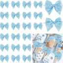 Blue Bows 24 PCS Baby Blue Satin Ribbon Bows 4" Pre-Tied Twist Tie Bow for Gift Wrapping Treat Bags Cake Pops Candy Apple Crafts Baby Shower Birthday Wedding Party Favors