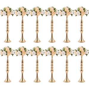 Didaey 12 Pcs Gold Wedding Centerpiece Stand Metal Flower Arrangements Holder Tall Centerpiece for Table Gold Vase Flower Stand for Wedding Reception Event Party Hotel Home Decor(20 Inches)