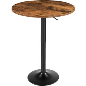 HOOBRO Bar Table, Height-Adjustable Round Pub Table 27-35.4 Inches with Sturdy Base, Modern Style, Easy to Assemble, Suitable for Small Space, Rustic and Black BF58BT01G1, 21.7"L x 21.7"W x 27"-35.4"H