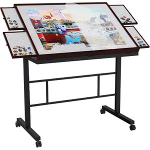 Jigsaw Puzzle Table 1500pcs, Adjustable Five Up Angles Puzzle Table with Drawers,Puzzle Board with Drawers,Puzzle Tables for Adults