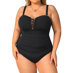 Yonique Plus Size One Piece Swimsuit for Women Tummy Control Bathing Suit Slimming Swimwear 22W