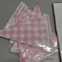 Pasimy 98.42 ft 120 Pieces Pink Gingham Pennant Banner - Pink Plaid Garland Decor Gingham String Triangle Party Bunting Flags for Birthday Baby Shower Party Decorations Supplies