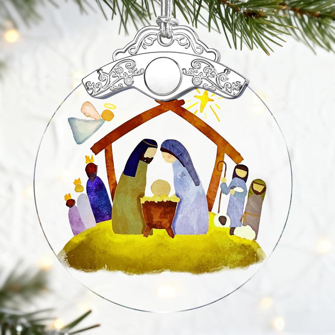 Christian Gifts: Nativity Scene Christmas Ornaments (Religious Christmas Decorations) | Christian Holiday Decor, Holy Family Decoration, Religious Gifts, Baptism Gift & Unique Faith Festival Gift