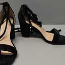 Allegra K Women's Faux Velvet Lace Up Chunky Heel Strappy Sandals (6.5)