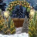 7X5FT Winter Green Christmas Tree Snow Backdrop Winter Bedroom Decoration Party Supplies Studio Vinyl Photography Background BY202