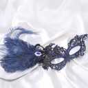 Zinniday Feather Masquerade Mask for Women - Halloween Lace Eyemask with Removable Peacock Feathers, Venetian Party Masks