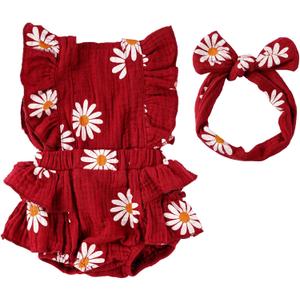 BABESIDE 2 Pcs Reborn Baby Doll Clothes for 17-22 Inch Dolls, Baby Doll Outfit Accessories with Floral Pattern fit Newborn Babydolls Girl Boy, Wine Red