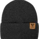 Vgogfly Beanie Men Slouchy Knit Skull Cap Warm Stocking Hats Guys Women Striped Winter Beanie Hat Cuffed Plain Hat (Black)