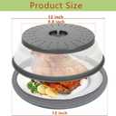 12 Large Microwave Splatter Cover & Silicone Mat,12 Inchs Vented Collapsible Guard dish Plate lid & Round Kitchen mat for food