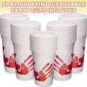 ArtCreativity Halloween Plastic Cups  50 Pack Disposable 10oz Party Cups  Blood Print Drinkware for Kids & Adults, Scary Spooky Party Supplies, Horror Decorations, Haunted House & Trick or Treat