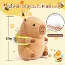 Cute Capybara Plush Soft Kawaii Capybara Plush Doll Pillow with Bee Backpack Capybara Stuffed Aniamls for Girls Kids Adults Birthdays Valentines Gift 12 inch