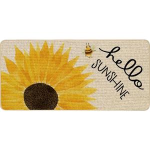 ORTIGIA Hello Sunshine Sunflowers Doormat Indoor Outdoor Patio Summer Sping Bee Kind Door Mats Non-Slip Durable Entrance Mat for Home Entrance, Outside Entry, Yard, Floor, Patio 17x36 INCH