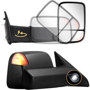 Sanooer Towing Mirrors Power Folding Compatible with 2009-2018 Dodge Ram 1500, 2010-2018 Dodge Ram 2500 3500 with Power Glass Puddle Lamp Temp Sensor Heated Turn Signal Light Flip up Pair Set