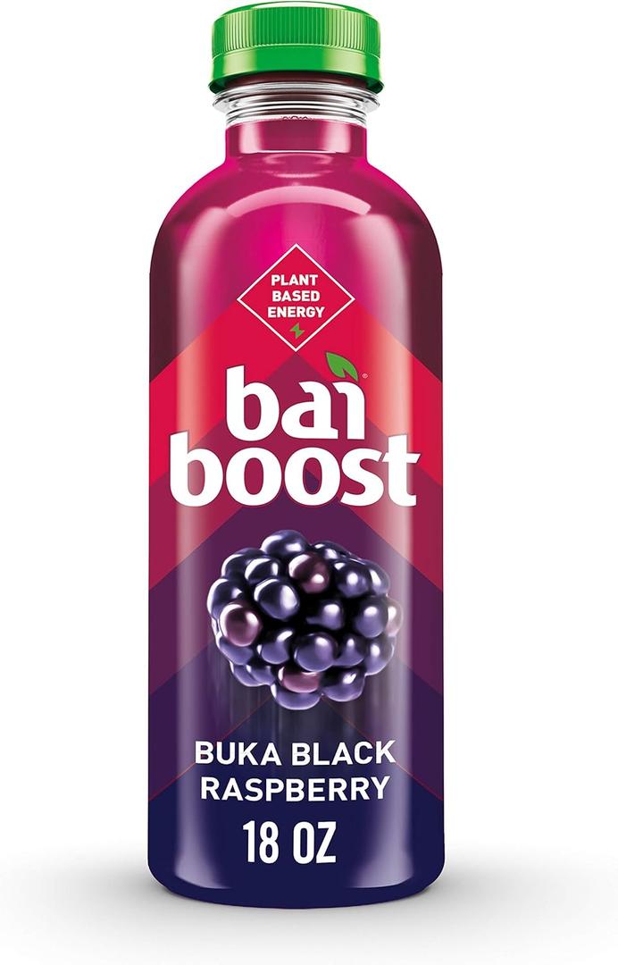 Bai Boost Buka Black Raspberry, Antioxidant Infused Beverage, 18 fl oz bottle, Best By 10, 08, 2024