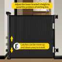 Retractable Baby Gate for Stairs 33 Height, Expands up to 55 Width Safety Gate for Infants, Toddlers, Dogs & Pets Easy Install, Secure Closure, Black Mesh Design for Indoor & Outdoor Use