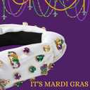 Mardi Gras Headband for Women Carnival Costumes Headbands Fat Tuesday New Orleans Masquerade Party Accessories (White)