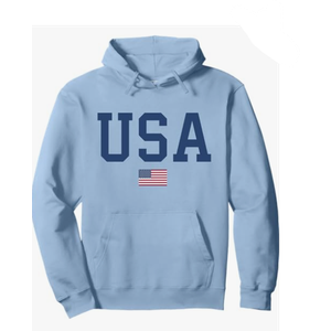 USA Hoodie Women Men Casual Graphic Patriotic American Flag Pullover Hoodie L