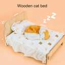 Wooden Pet Bed, Wood Frame Sleeping Habitat with Mattress, Universal Sofa Pet Bed for Cat Dog Rabbit Small Animals