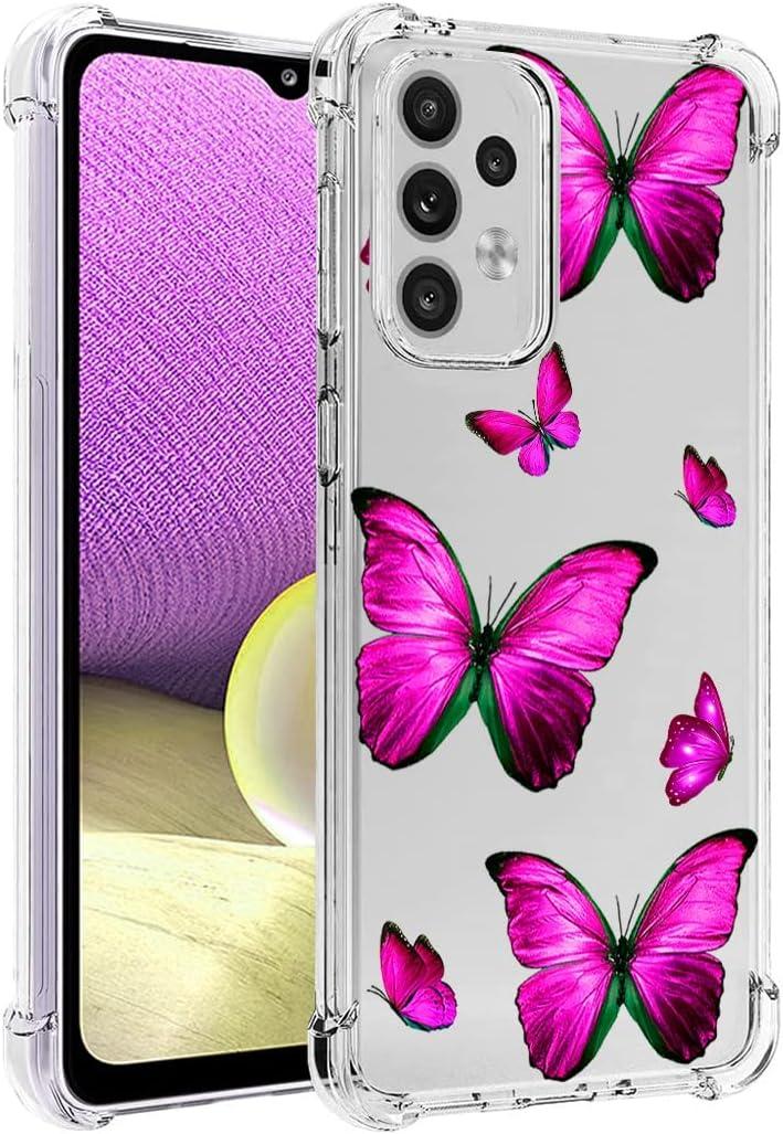 Case for Galaxy A33 5G, for Samsung A335G Cute, Clear Flexible Bumper TPU Soft Rubber Silicone Cover Phone Case for Samsung Galaxy A33 5G (Rose Butterfly)