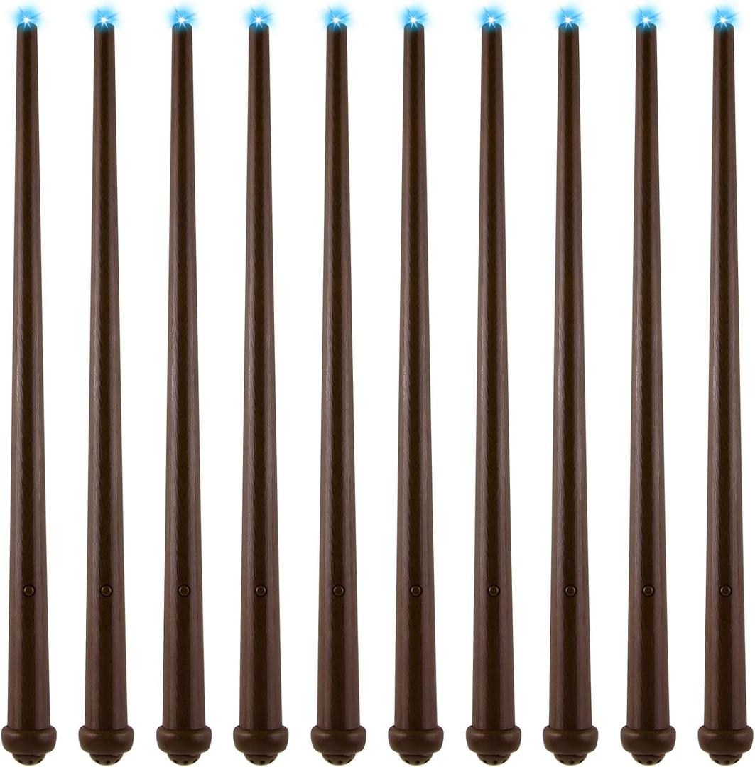 MIAHART 10 Pcs Magic Light up Wands Illuminating Wizard Wands Sound Toy Witch Wands for Halloween Cosplay Masquerade Party Costume Accessory (Brown)