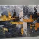 Abstract Black and White Wall Art Decor Gold Artwork for Walls 24" X 48"