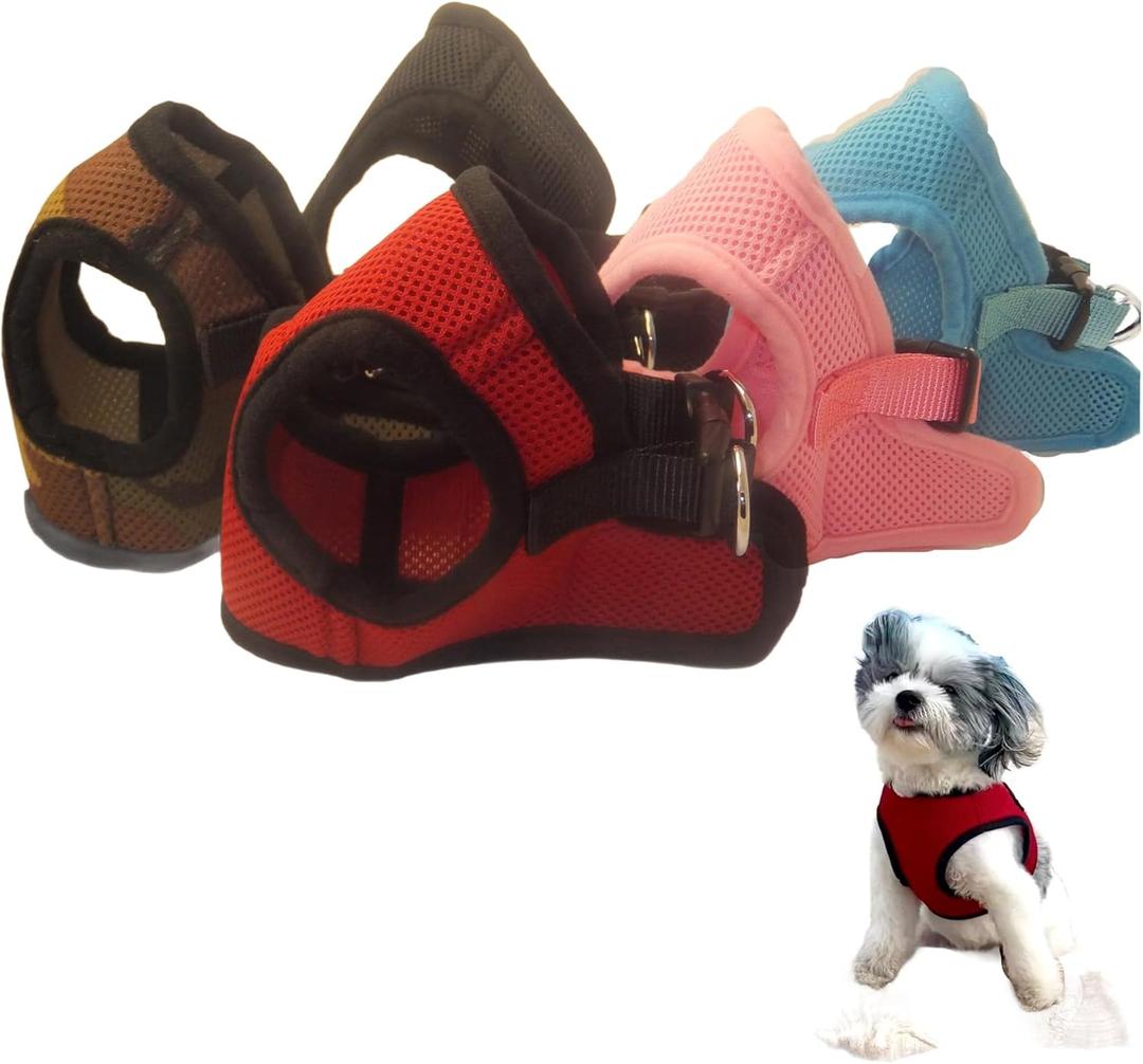 Soft No Pull Step-in Dog Harness Small Dog XXS XS Vest for Teacup, Chihuahua, Yorkie, Pomeranian Dog Vest Harness for Puppy Comfy Red Mesh for Puppies (S 12.5"-13.5" 5-6.5 lbs, Red)