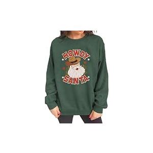 Women's Retro Santa Claus Graphic Pullover Vintage Crewneck, S