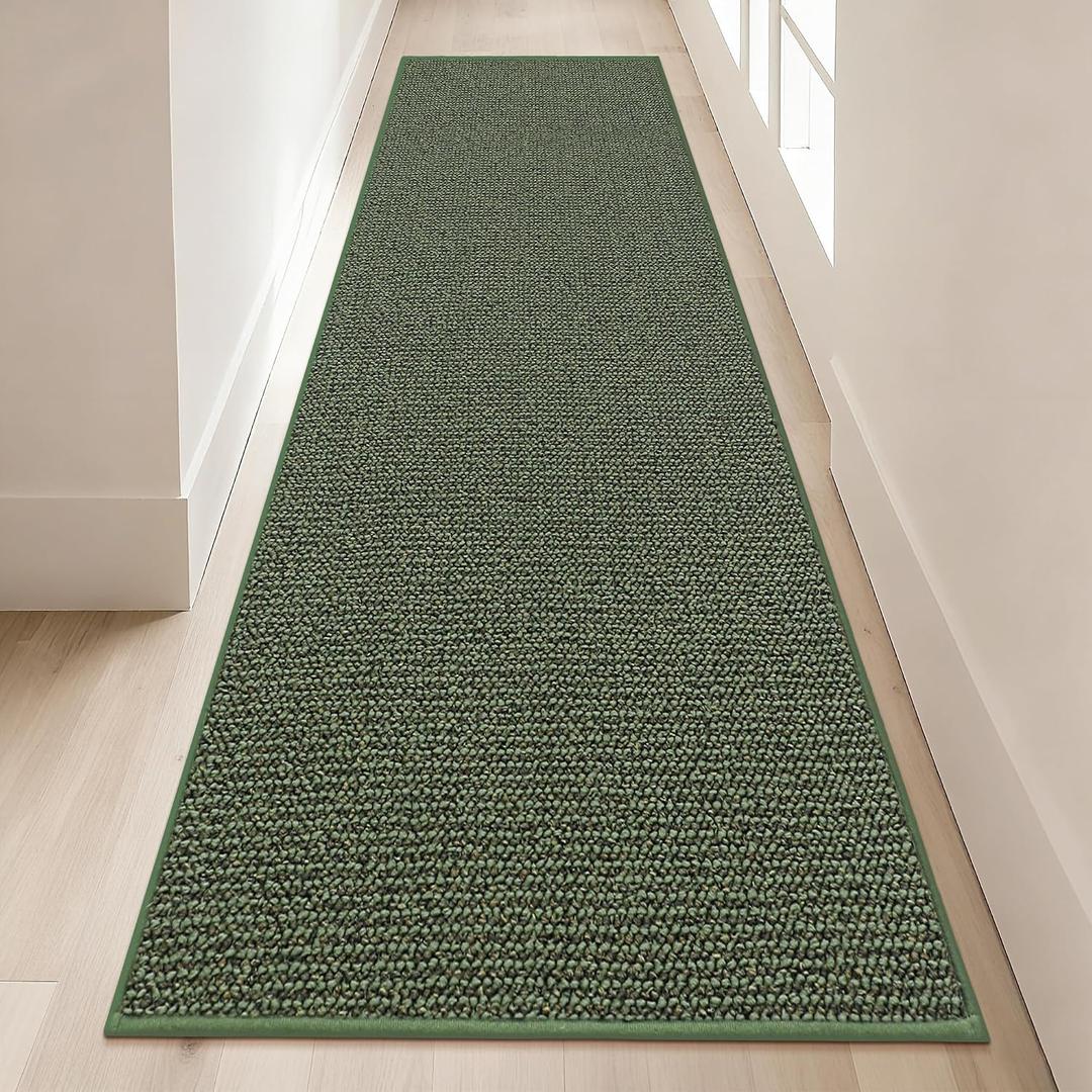 BEQHAUSE Hallway Runner Rugs 2x8, Hallway Rug Non-Slip Washable, Green