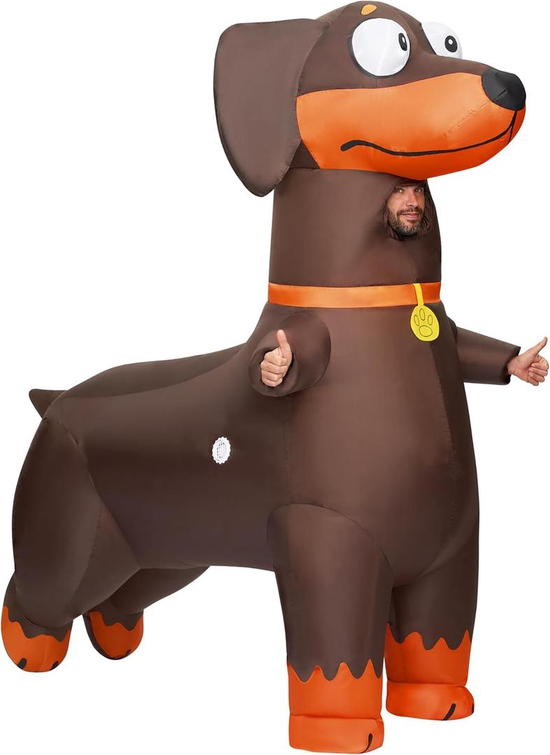 Spooktacular Creations Adults Inflatable Costumes, Dachshund Blow Up Suit, Inflatable Dog Outfit for Halloween Parties (X-Large(75In))
