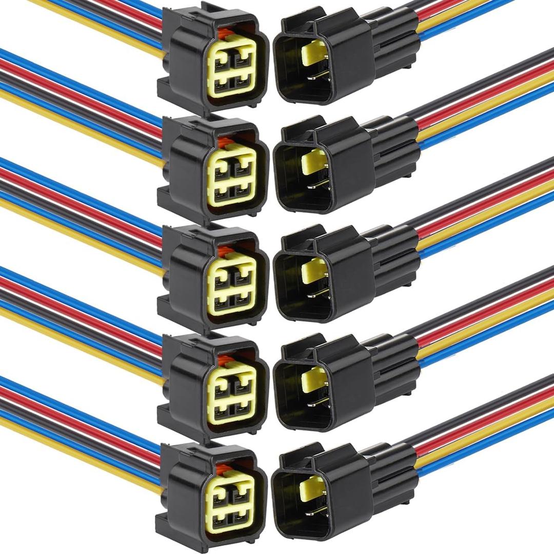 4 Pin electrical Connector Waterproof Connector,Male and Female Way 16 AWG Wire Suitable for car Truck, Boat and Other Wire Connection (5 pack) Black