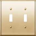 ENERLITES Toggle Light Switch Metal Wall Plate, Stainless Steel 201, Corrosion Resistant, Size 2-Gang 4.50" x 4.57", 7712-PB, Polished Brass, Gold