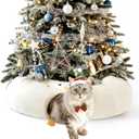 EHEYCIGA Cat Tunnel Bed for Indoor Cats, Cute Cat Donut Toy Tunnel for Small Large Cats with Washable Circle Cushion, Peekaboo Pet Cave Play Tunnel for Kitten, Puppy, Rabbit (Beige)