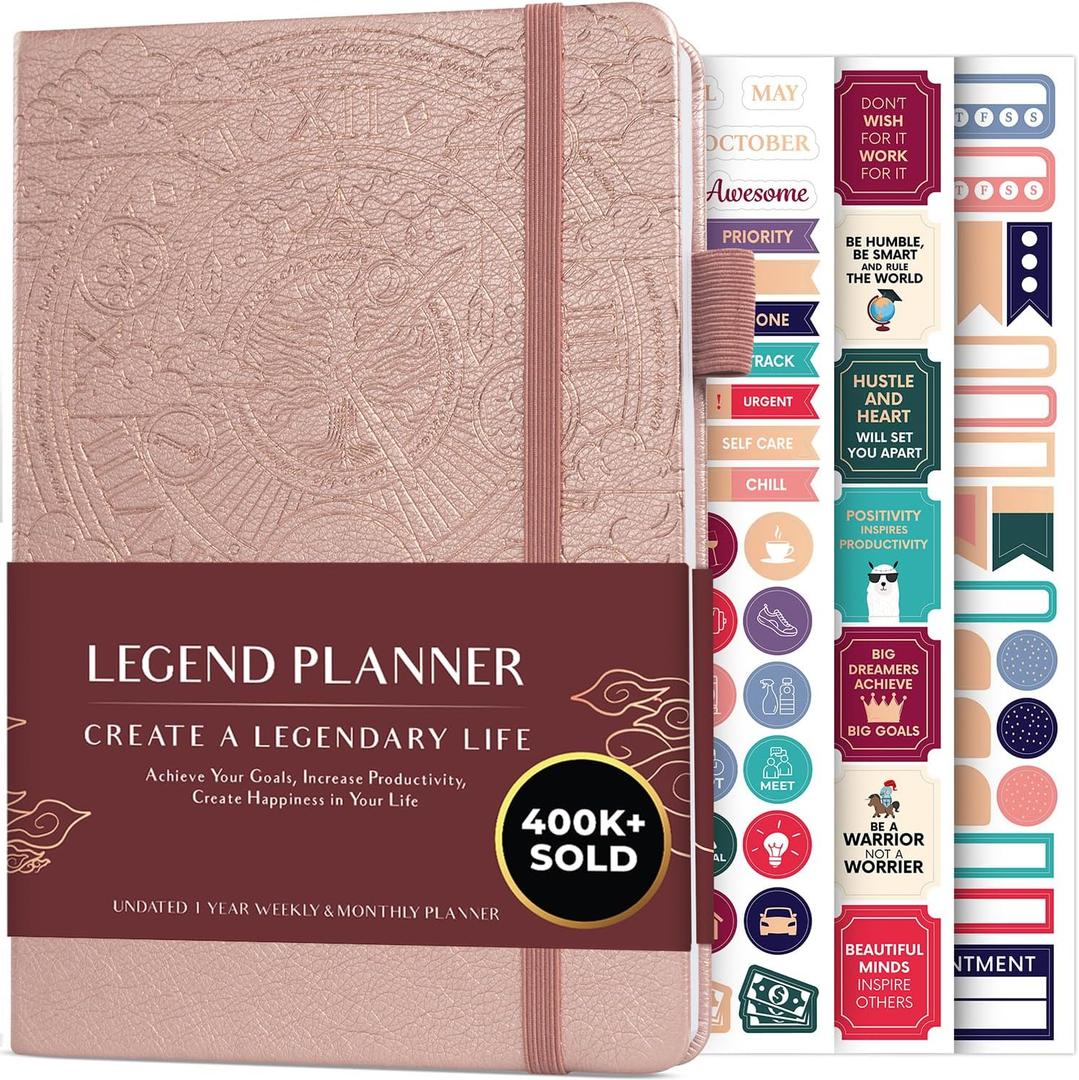Legend Planner  Weekly & Monthly Life Planner to Hit Your Goals & Live Happier. Organizer Notebook & Productivity Journal. A5 (Rose Gold Gold) (A5 (5.5'' x 8.3''))