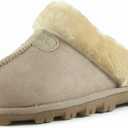 CLPP'LI Womens Slip on Faux Fur Warm Winter Mules Fluffy Suede Comfy Slippers (9, Sand)