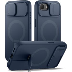 SURITCH for iPhone 17e/16e Case with Magnetic Camera Slide Cover and Adjustable Kickstand, Compatible with MagSafe, Shockproof Bumper Case Slim Protective Cover 6.1 Inch,Blue